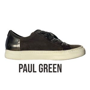 SOLD! - PAUL GREEN  • Toby Charcoal Metallic Leather/Suede Sneakers Womens US 8